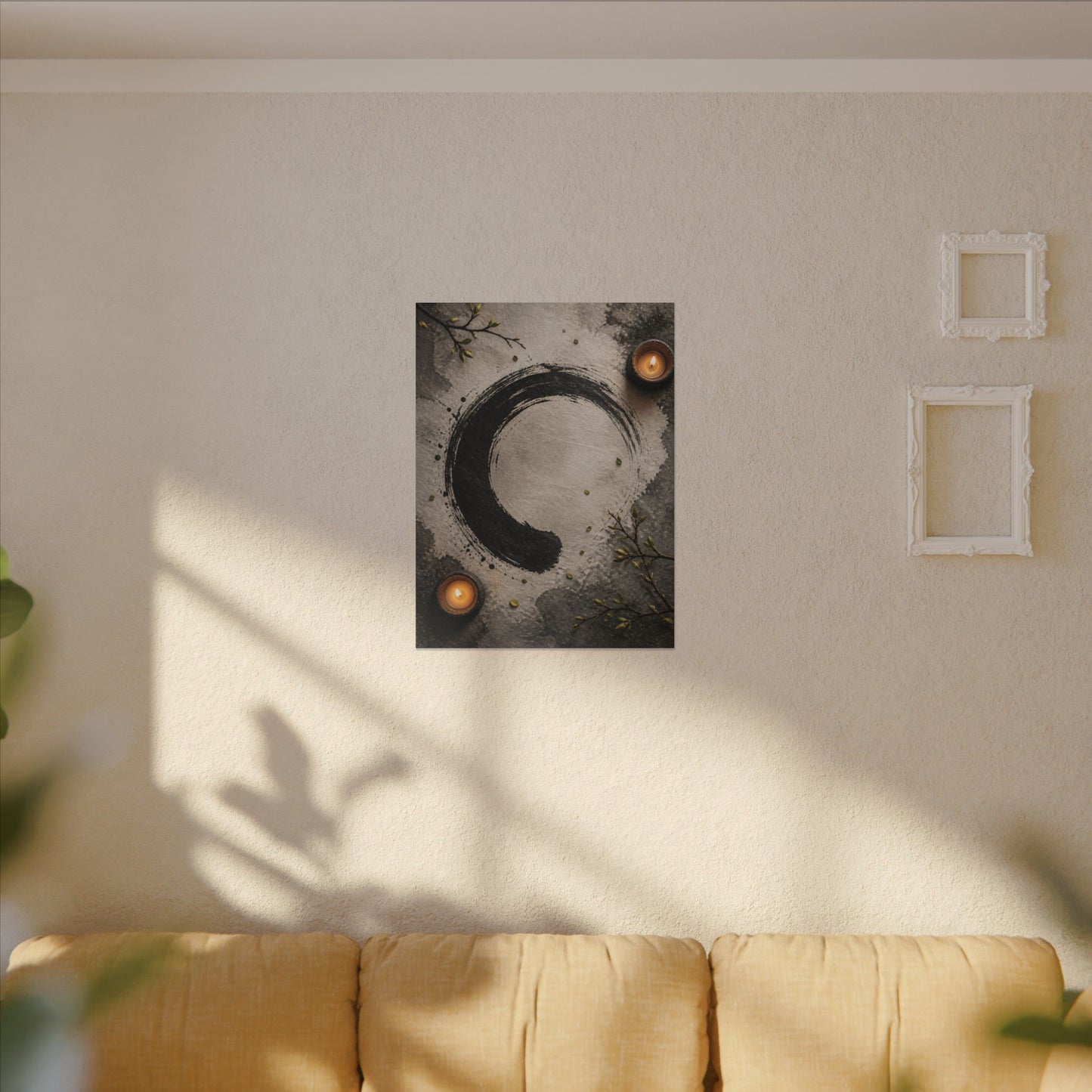 Candlelight Ink Brushstroke Canvas Art - Zen Ma