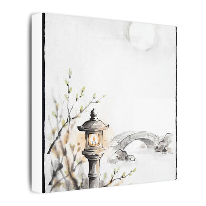 Moonlit Garden Spring Canvas Art | Zen Contemplative Design