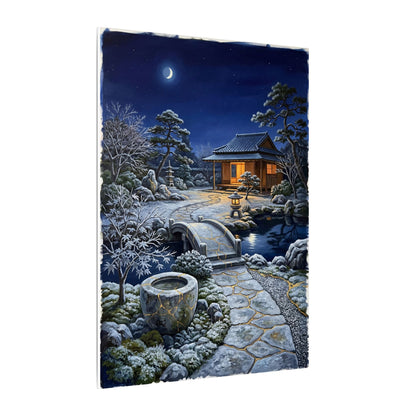 Moonlit Garden Winter Canvas Art | Kintsugi Artful Design