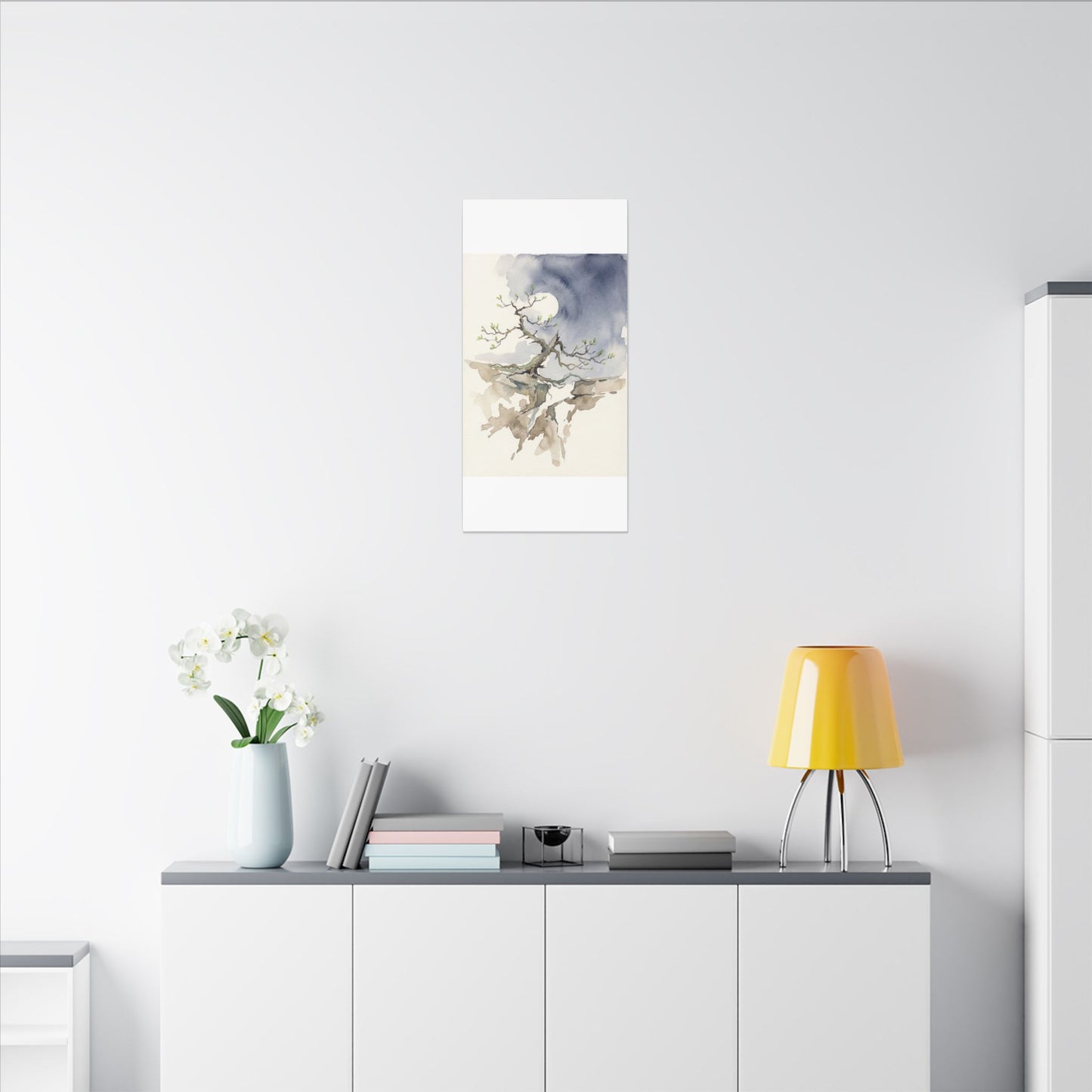 Moonlight Pine Tree Canvas Art - Japandi Ma