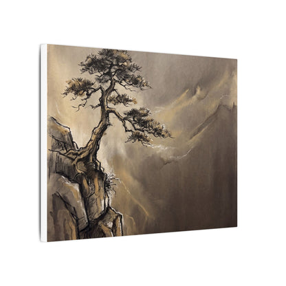 Pine Tree Charcoal Ink Canvas Art | Luxurious Dark Japandi Art