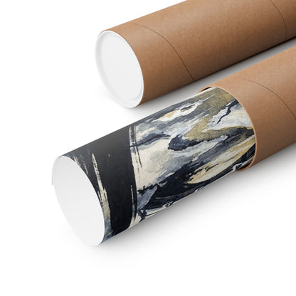 Zen Ink Brushstroke in Golden Hour | Karesansui Wall Art Print