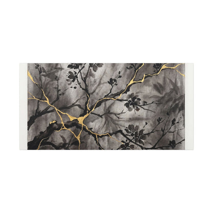 Kanso Cherry Blossom Canvas Art - Kintsugi Crackle Gold