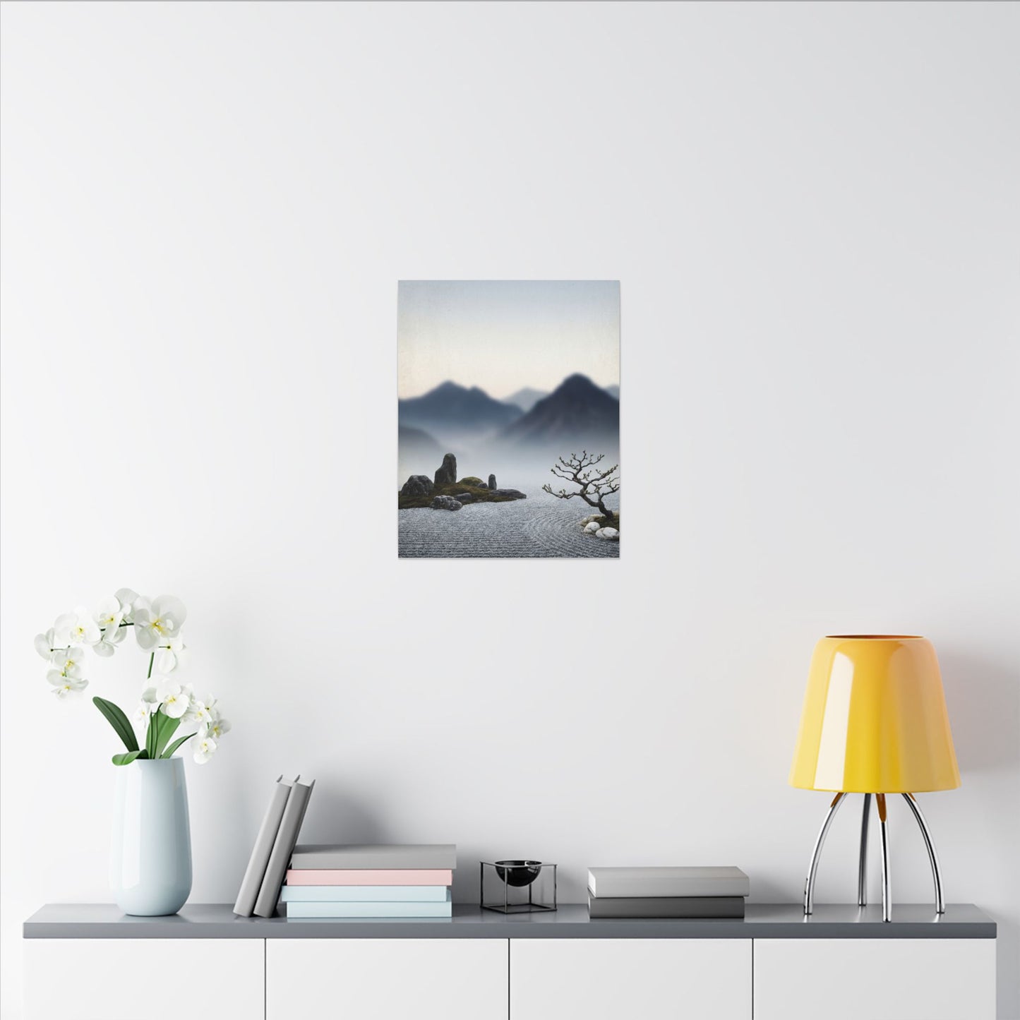 Mountain Mist Karesansui Canvas Art | Contemplative Zen Art