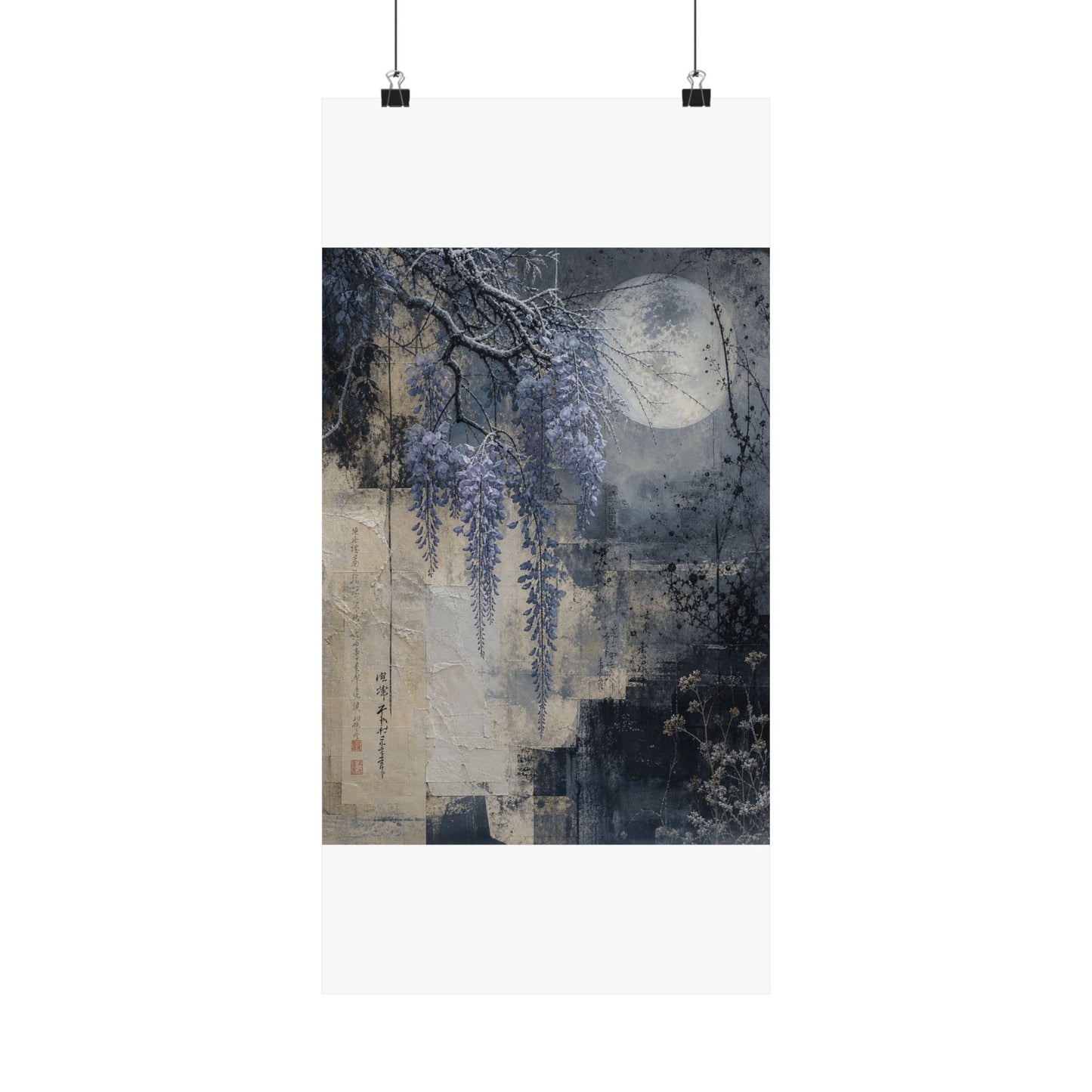 Moonlight Wisteria Wall Art Print - Japandi Seijaku