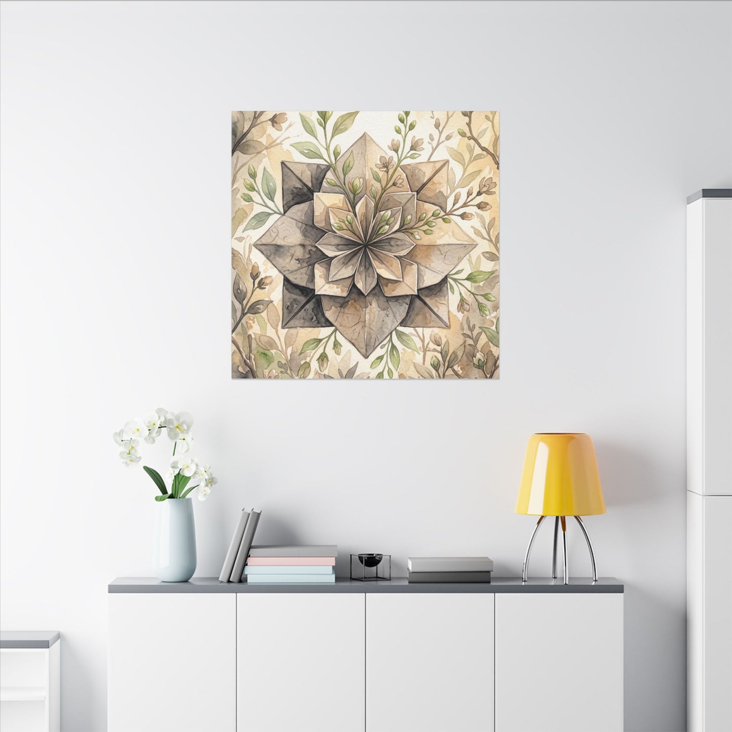 Warm Paper Fold Canvas Art - Watercolor Japandi