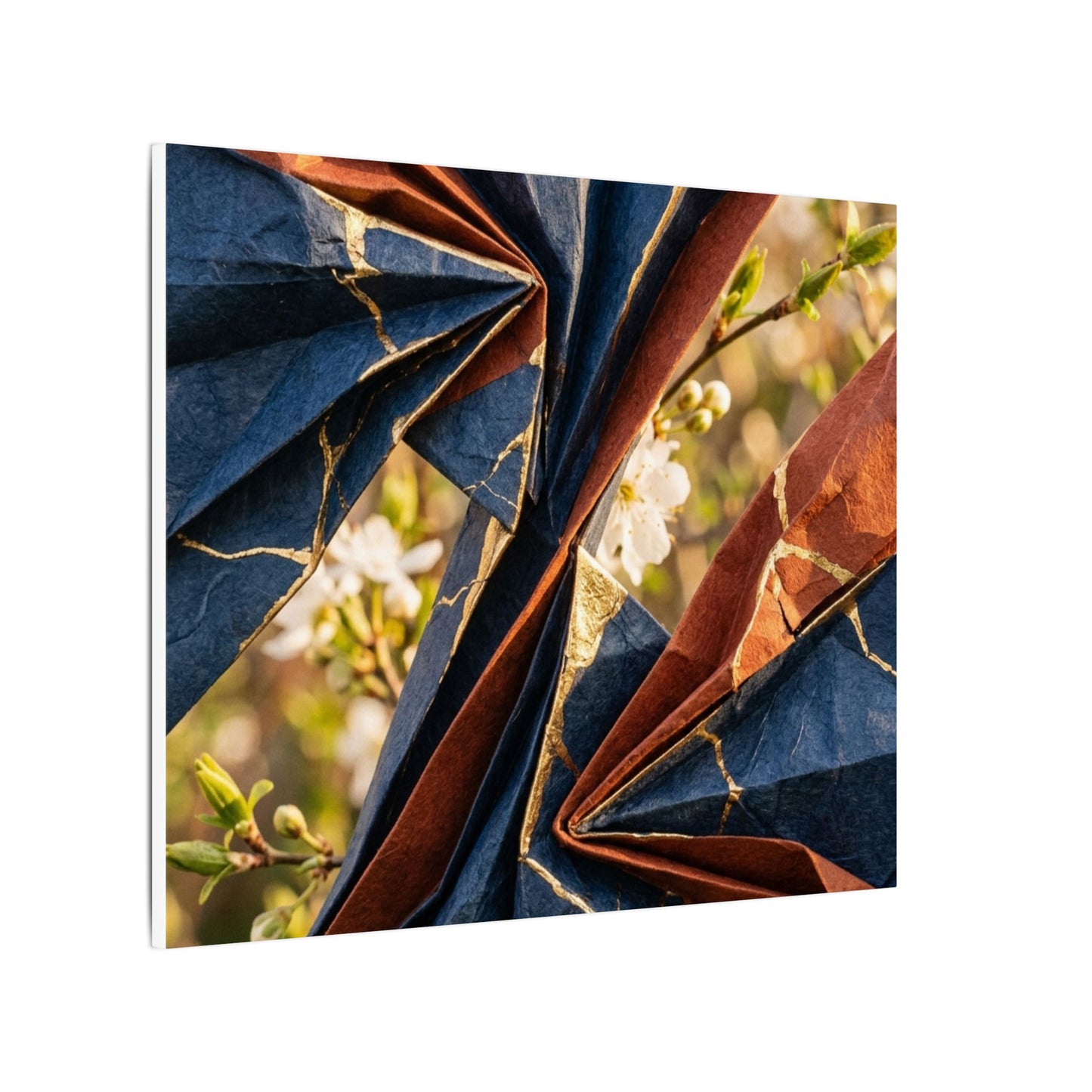 Kintsugi Paper Fold in Golden Hour | Crackle Gold Canvas Art