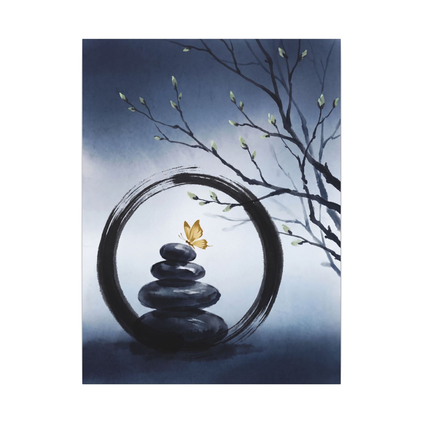 River Stones Spring Canvas Art | Zen Peaceful Design