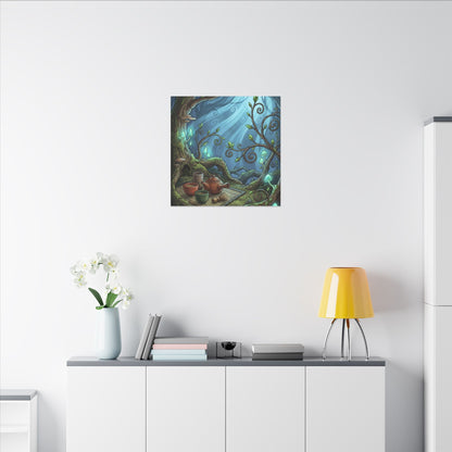 Spring Tea Ceremony Forest Whimsy Canvas Art | Cozy Decor