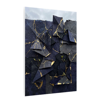 Beautiful Paper Fold Canvas Art - Crackle Gold Kintsugi
