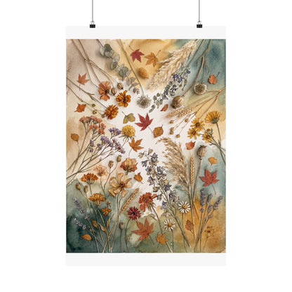 Dried Flowers Wall Art Print | Autumn Japandi Watercolor Art