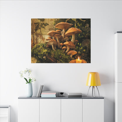 Spring Wild Mushrooms Herbarium Canvas Art | Earthy Decor