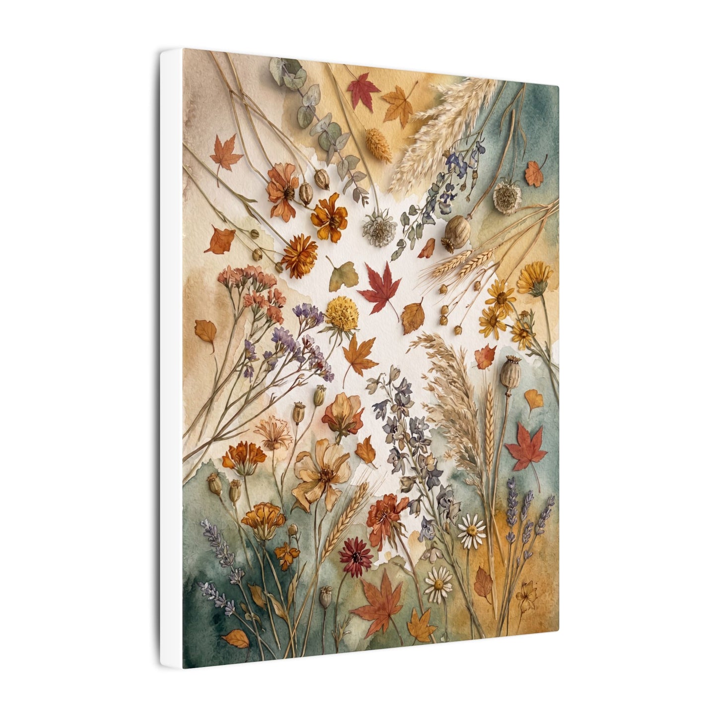 Dried Flowers Canvas Art | Autumn Japandi Watercolor Art