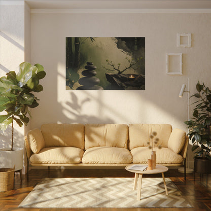 River Stones Spring Canvas Art | Zen Contemplative Design