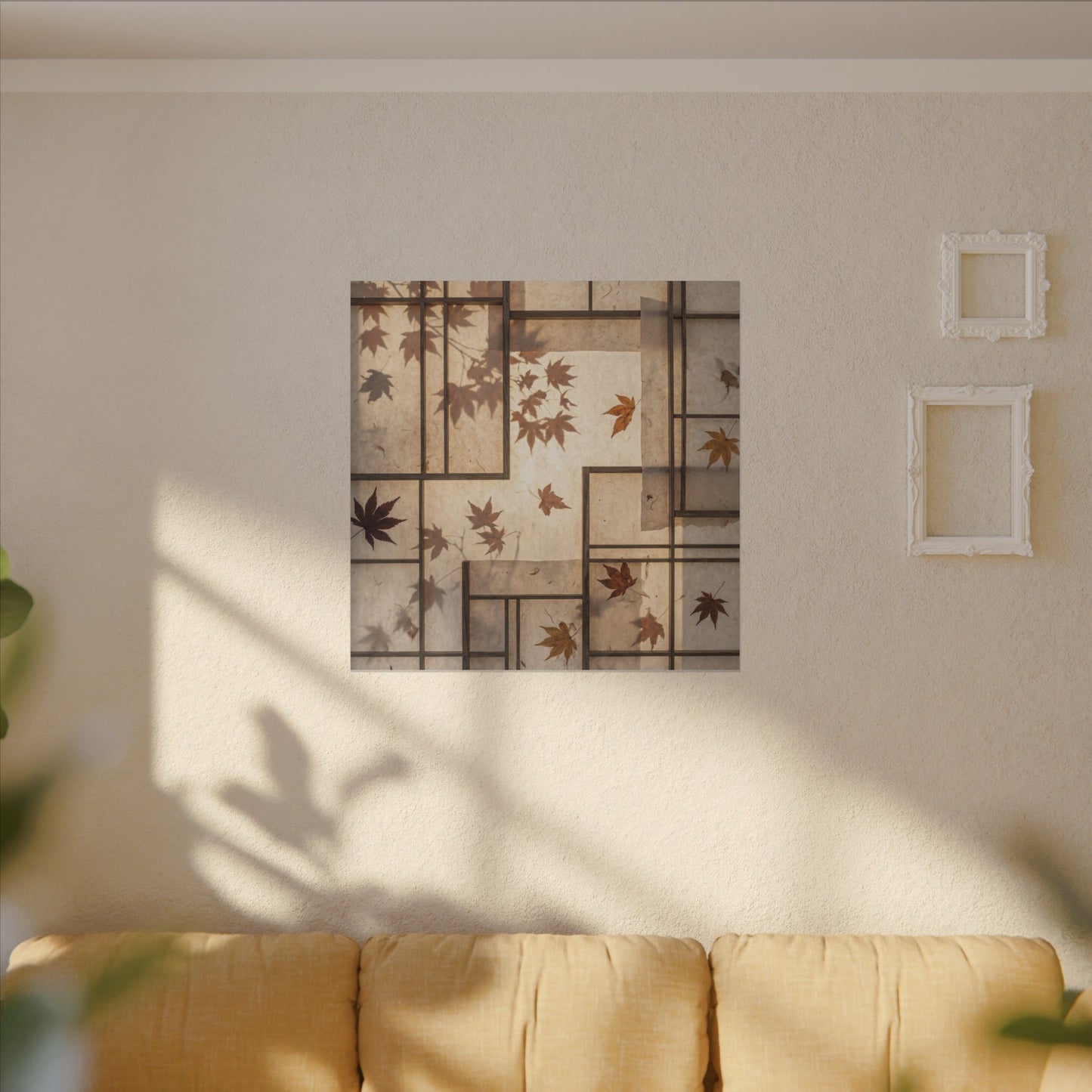 Shoji Screen Japanese Pattern Canvas Art | Neutral Japandi Art