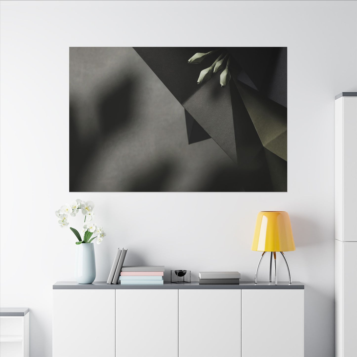 Paper Fold Moody Minimal Canvas Art | Luxurious Dark Japandi Art