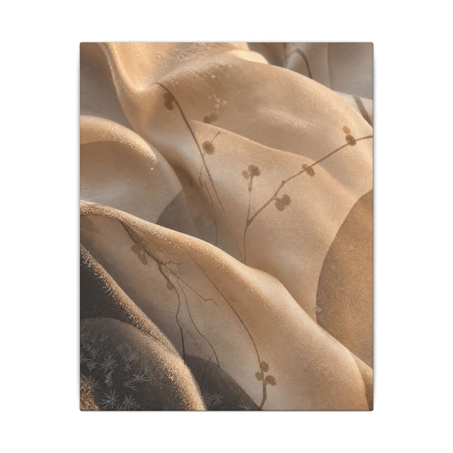 Japandi Silk Drape in Golden Hour | Japanese Pattern Canvas Art