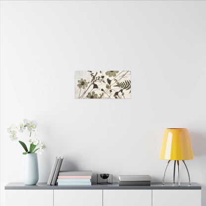 Japandi Dried Flowers in Golden Hour | Japanese Pattern Canvas Art