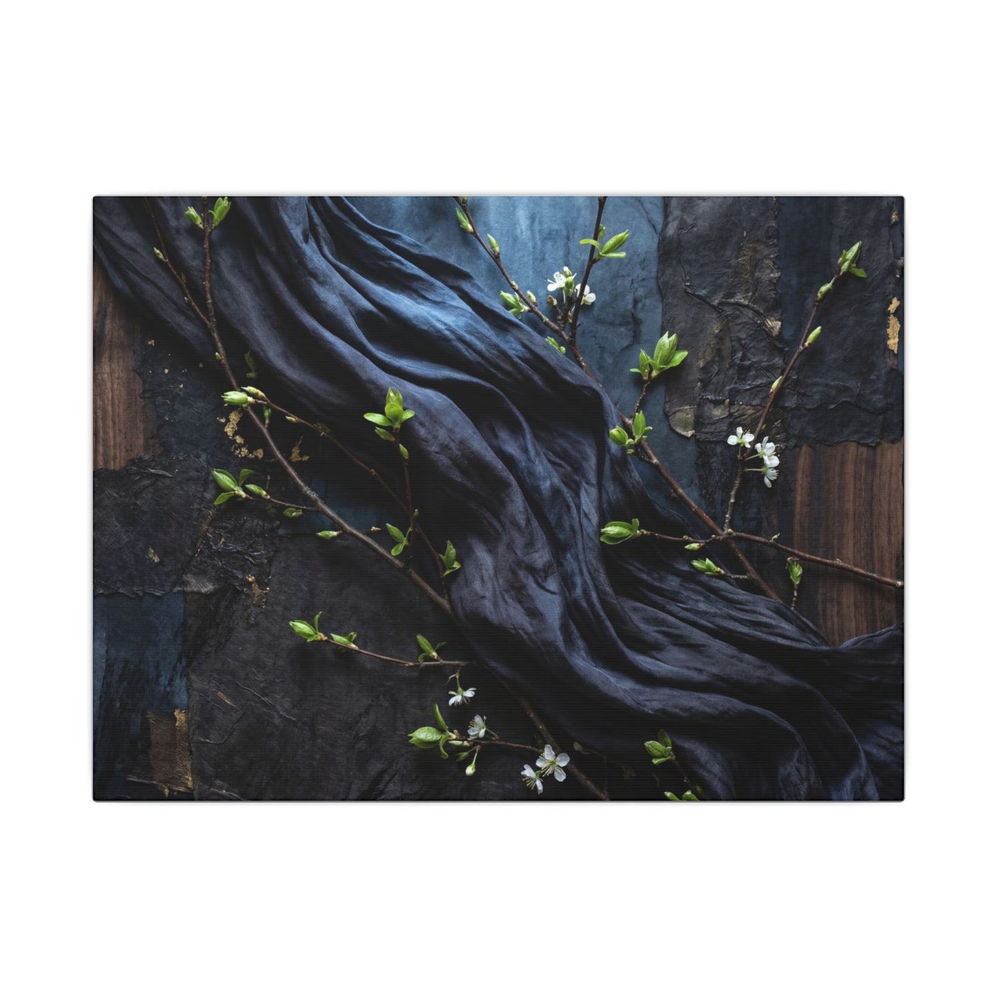 Spring Silk Drape Dark Texture Canvas Art | Atmospheric Decor Art Print