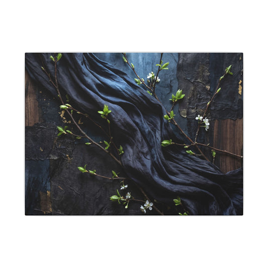 Spring Silk Drape Dark Texture Canvas Art | Atmospheric Decor Art Print