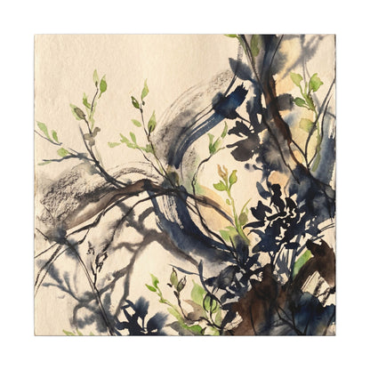 Ma Shadow Play Canvas Art - Dark Japandi Charcoal Ink