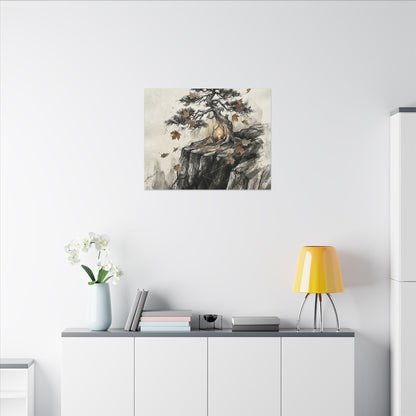 Pine Tree Autumn Canvas Art | Japandi Earthy Design