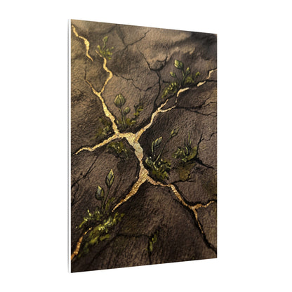 Spring Cracked Earth Charcoal Ink Canvas Art | Luxurious Decor