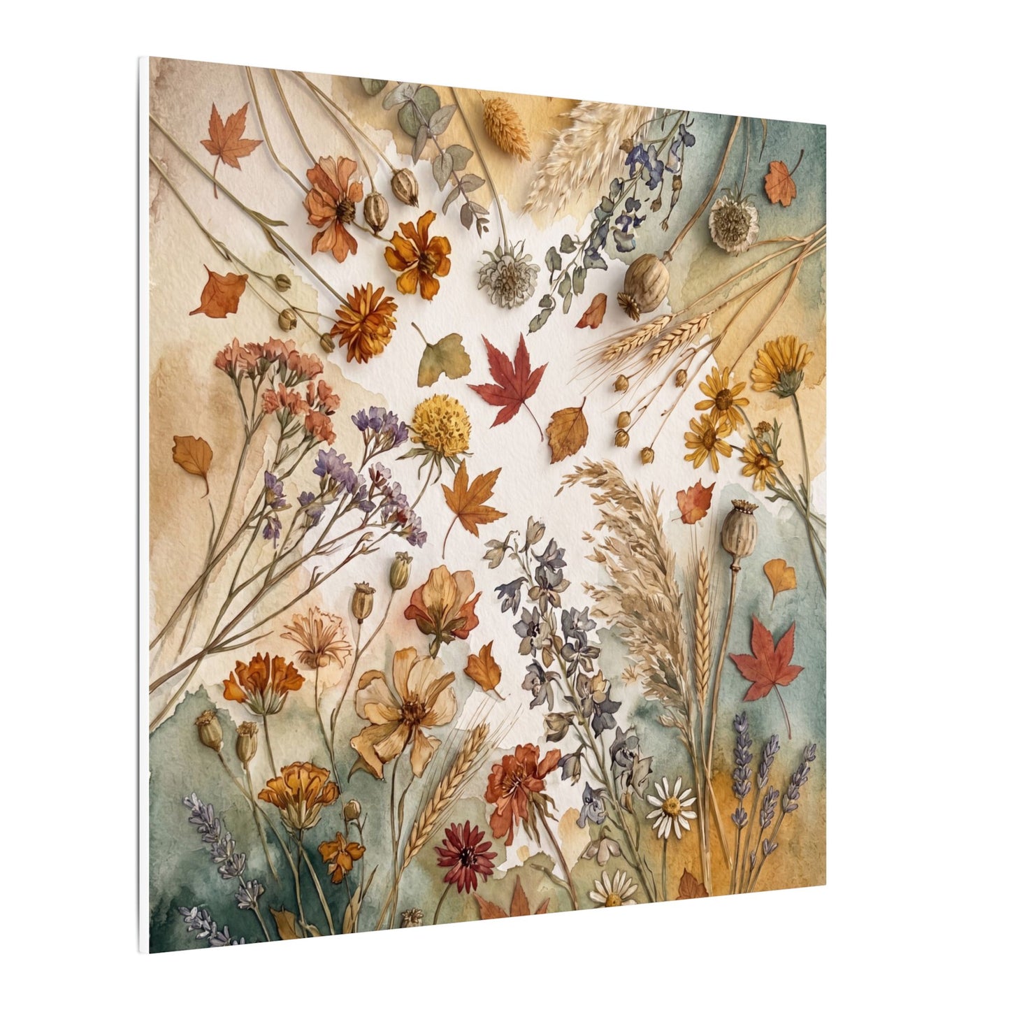 Dried Flowers Canvas Art | Autumn Japandi Watercolor Art