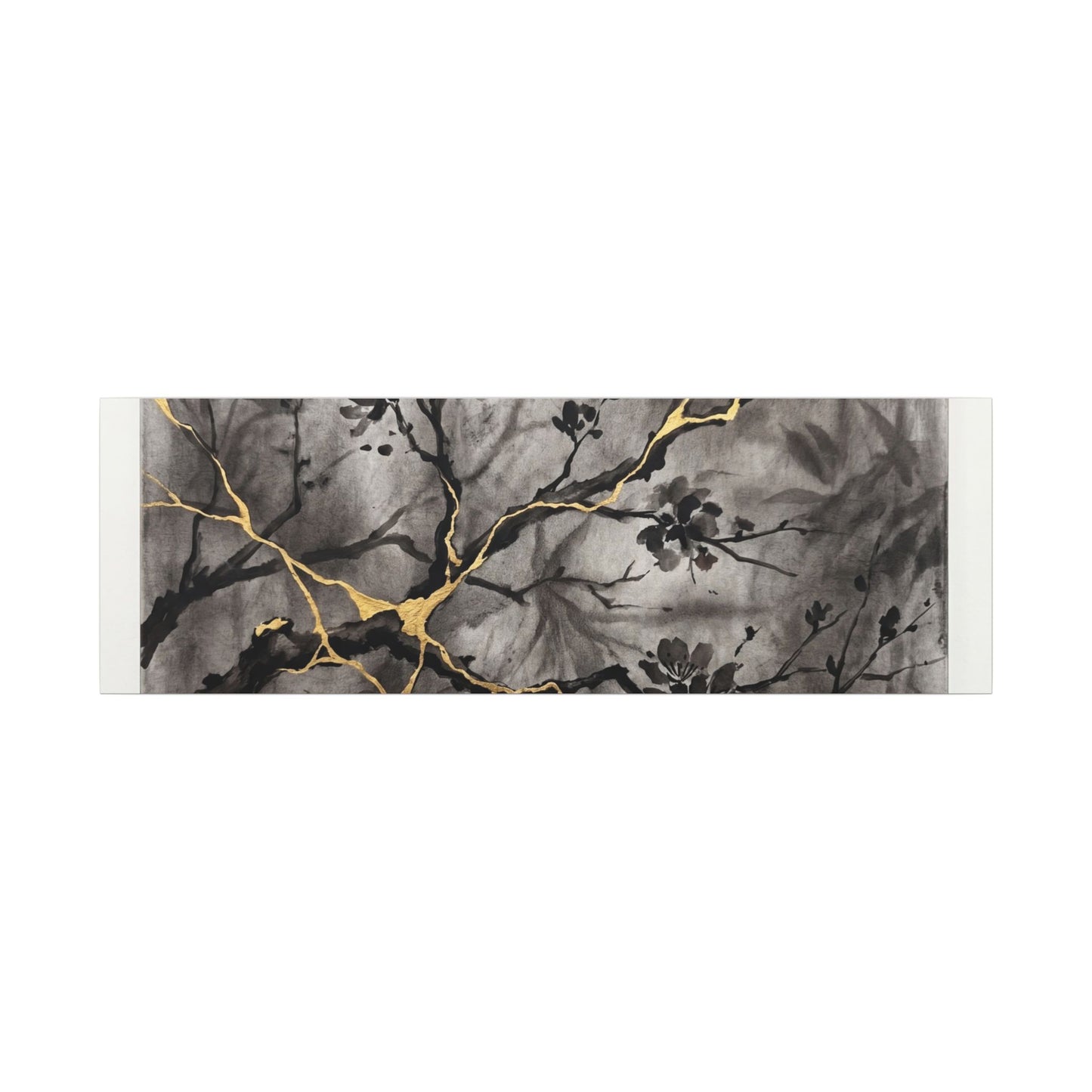 Kanso Cherry Blossom Canvas Art - Kintsugi Crackle Gold