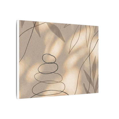 River Stones Minimal Line Canvas Art | Earthy Japandi Art