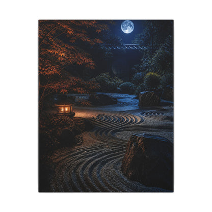 Summer Rock Garden Shadow Zen Canvas Art | Moody Decor