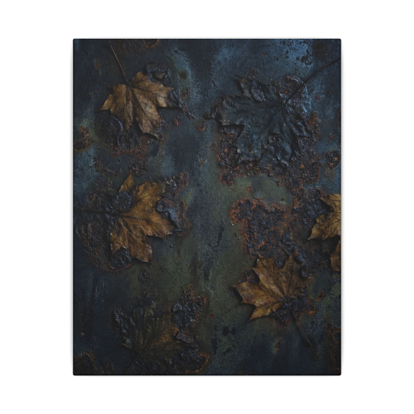 Shibui Rust Patina Canvas Art - Dark Japandi Charcoal Ink