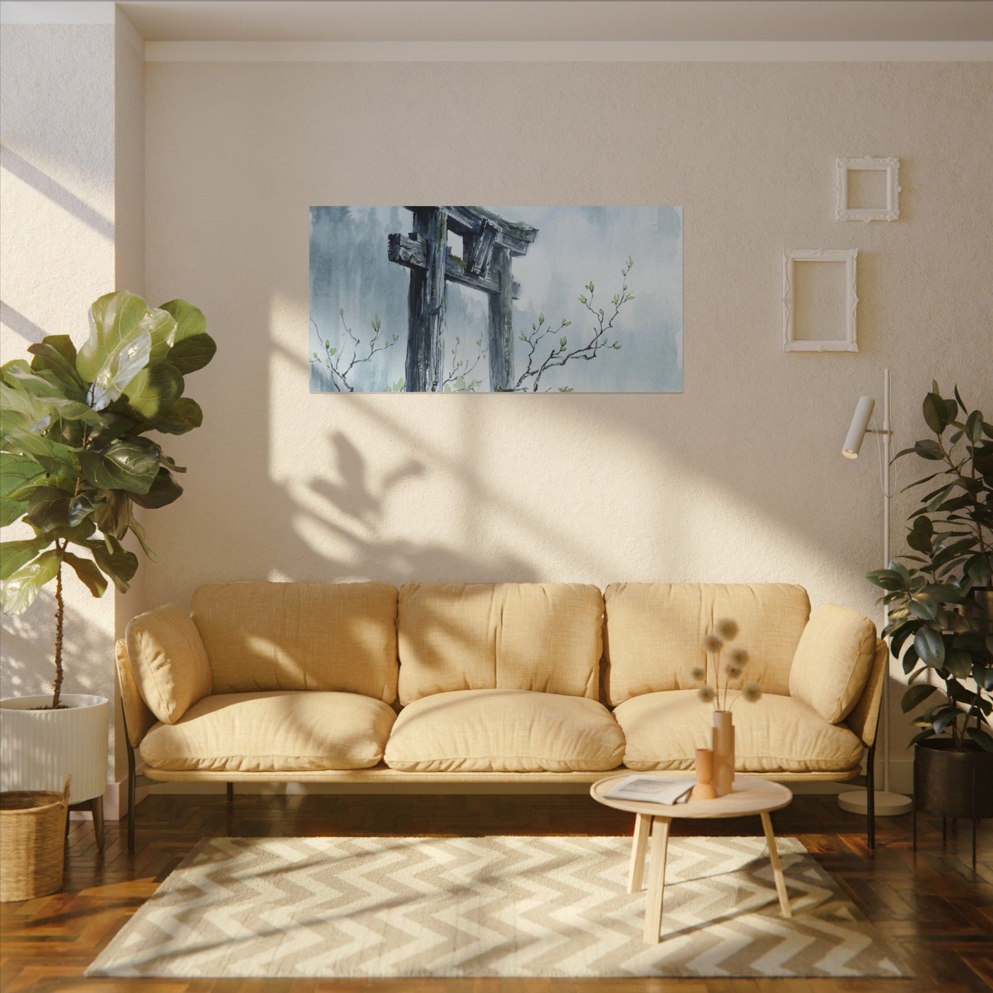 Torii Gate Canvas Art | Spring Zen Sumi E Art