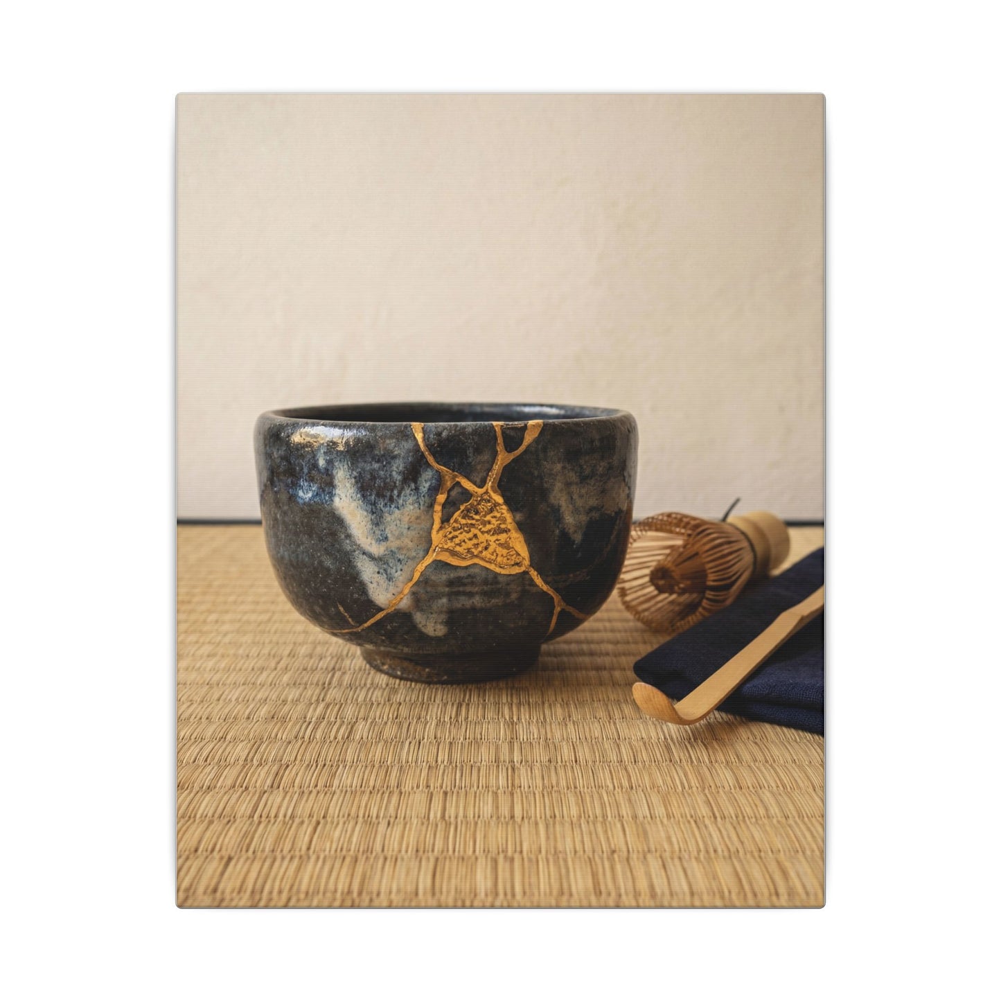 Kanso Tea Ceremony Canvas Art - Kintsugi Gold Vein