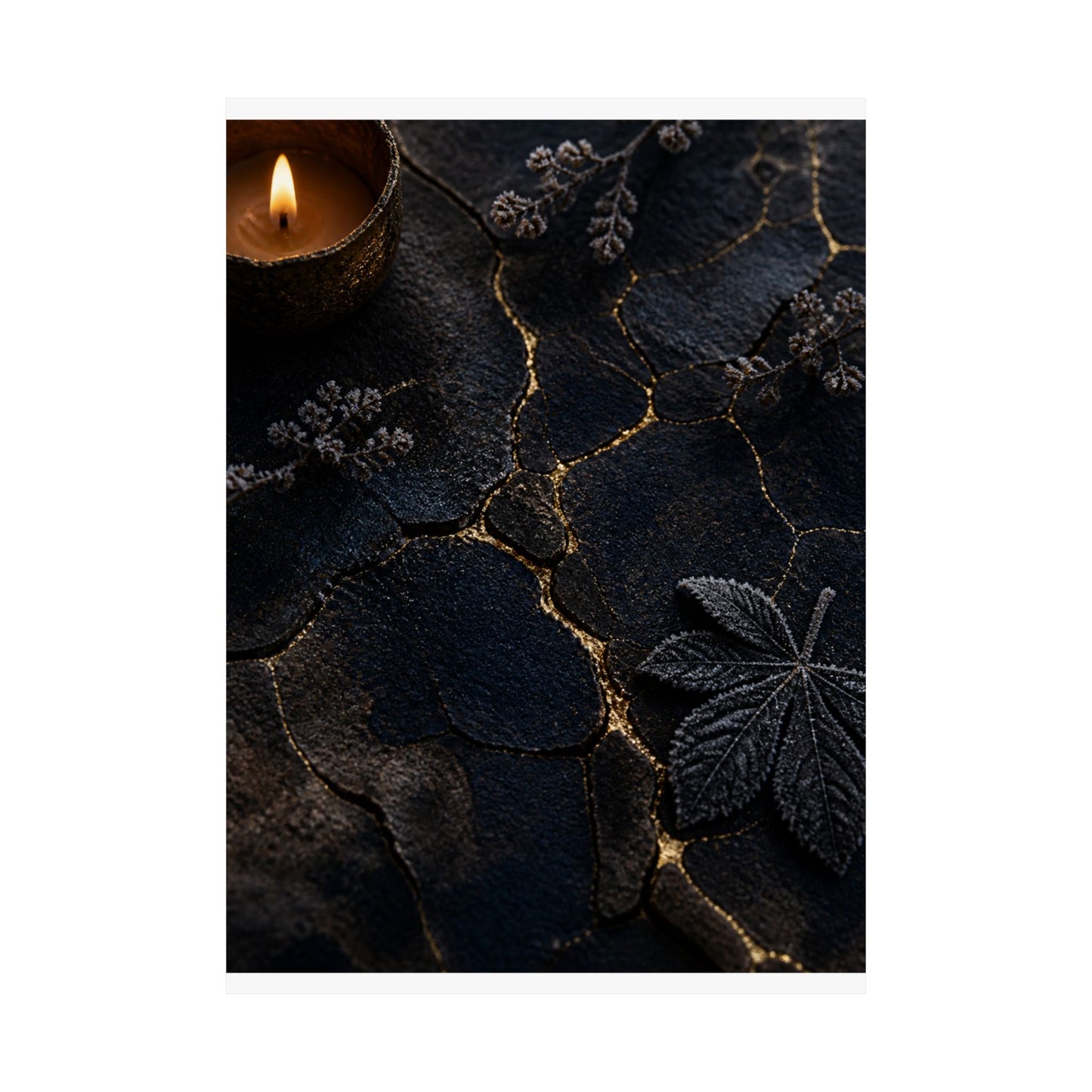 Luxurious Cracked Earth Wall Art Print - Moody Minimal Dark Japandi