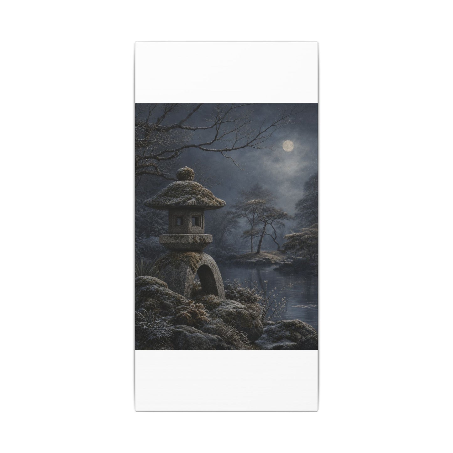 Stone Lantern Canvas Art | Winter Japandi Japanese Pattern Art