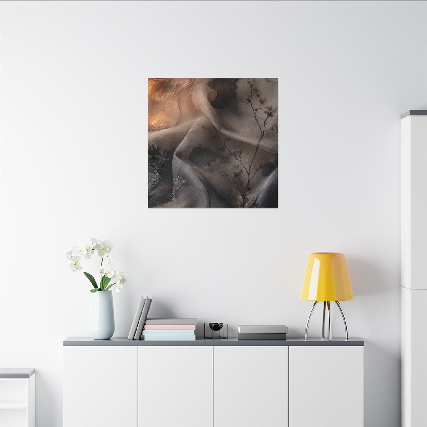 Japandi Silk Drape in Candlelight | Watercolor Canvas Art