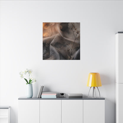 Japandi Silk Drape in Candlelight | Watercolor Canvas Art