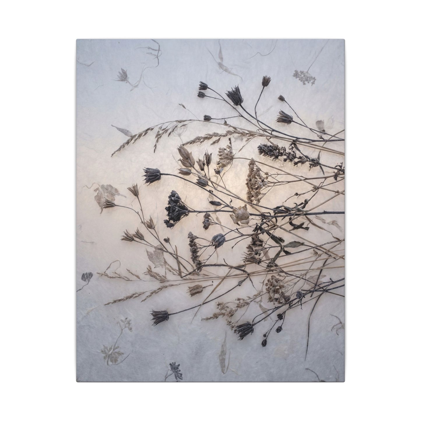 Elegant Dried Flowers Canvas Art - Japanese Pattern Japandi