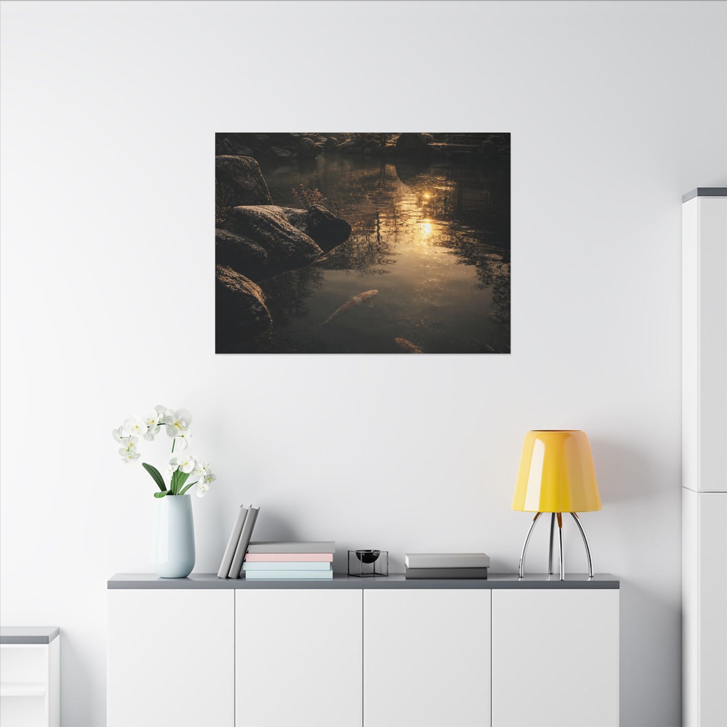Winter Koi Pond Shadow Zen Canvas Art | Bold Decor