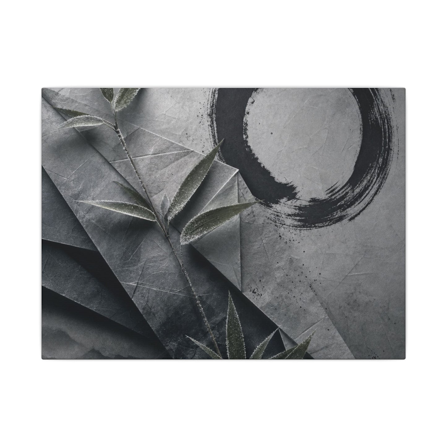 Winter Paper Fold Enso Canvas Art | Serene Decor