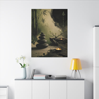 River Stones Spring Canvas Art | Zen Contemplative Design
