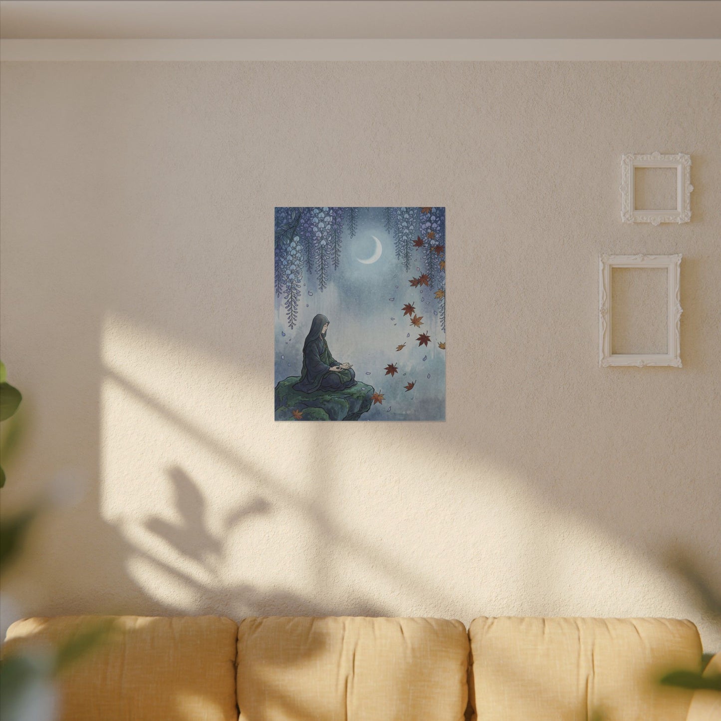 Zen Wisteria in Moonlight | Ukiyo E Inspired Canvas Art