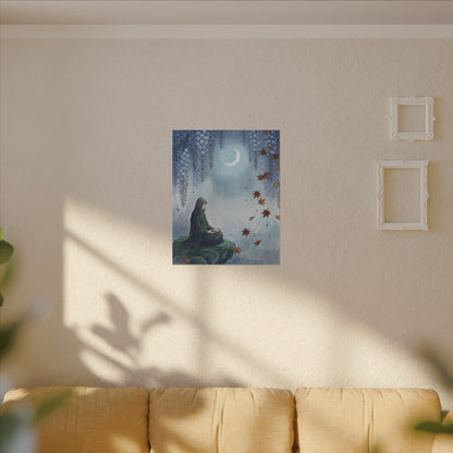 Zen Wisteria in Moonlight | Ukiyo E Inspired Canvas Art