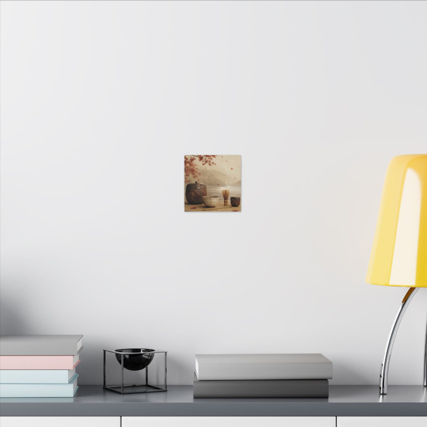 Tea Ceremony Canvas Art | Autumn Kintsugi Gold Vein Art