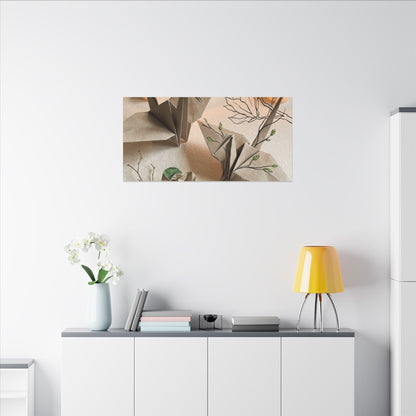Paper Fold Spring Canvas Art | Japandi Earthy Design