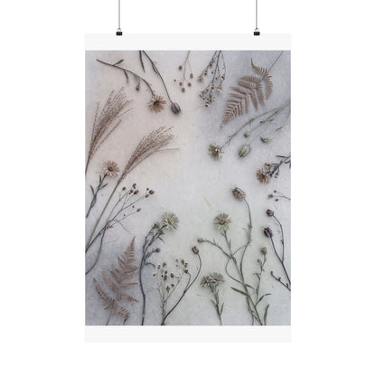 Earthy Dried Flowers Wall Art Print - Japanese Pattern Japandi