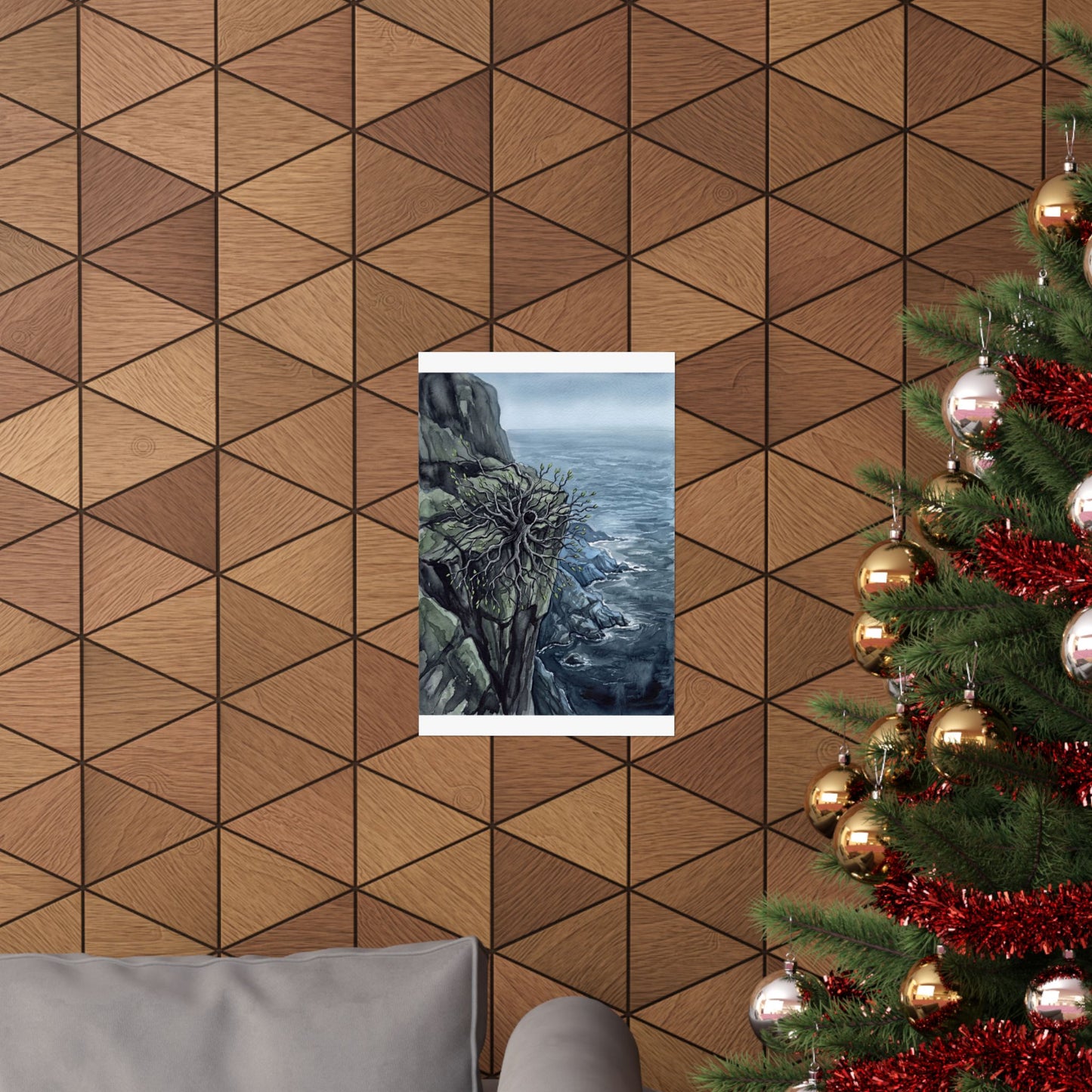 Pine Tree Watercolor Wall Art Print | Elegant Japandi Art