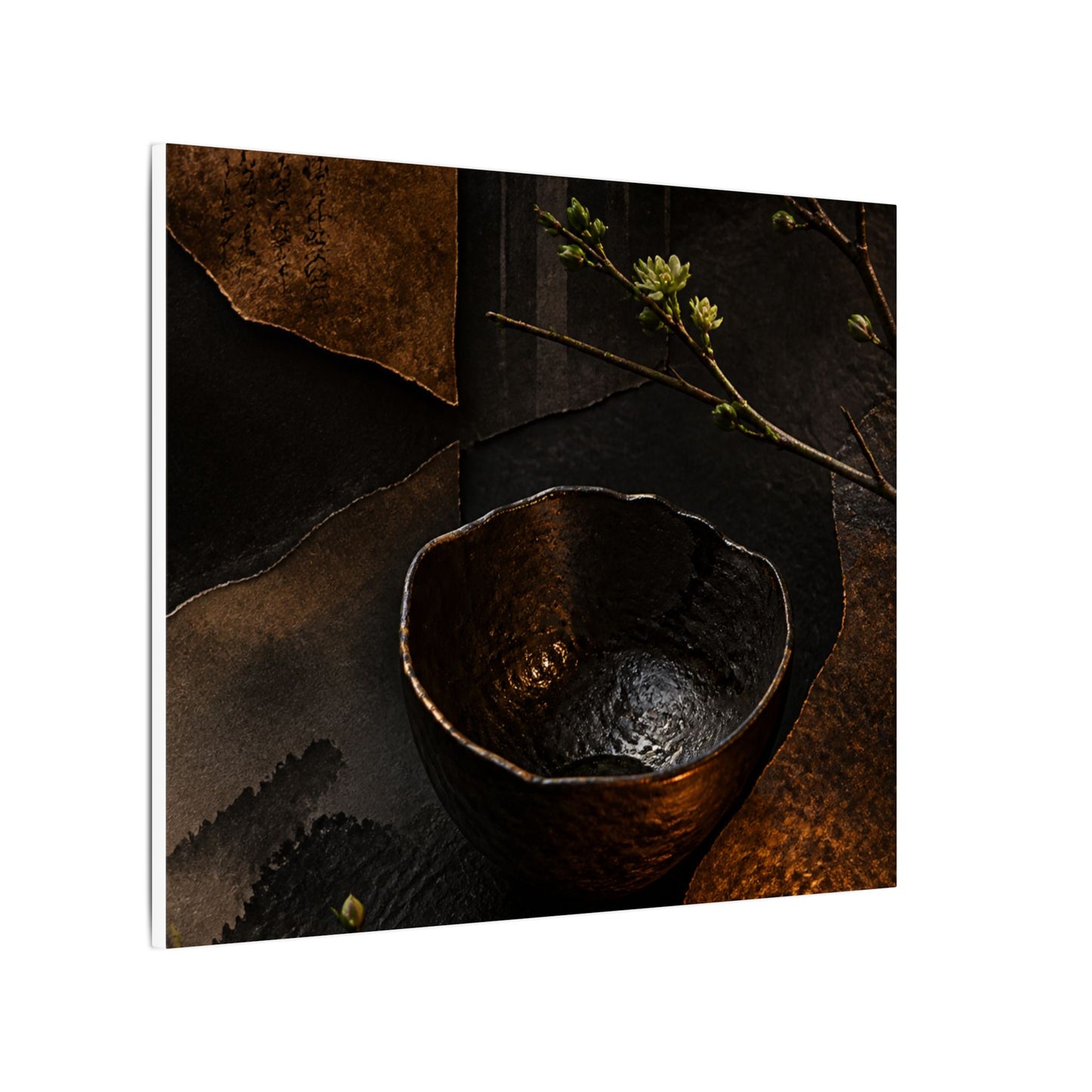 Atmospheric Ceramic Bowl Canvas Art - Shadow Zen Dark Japandi