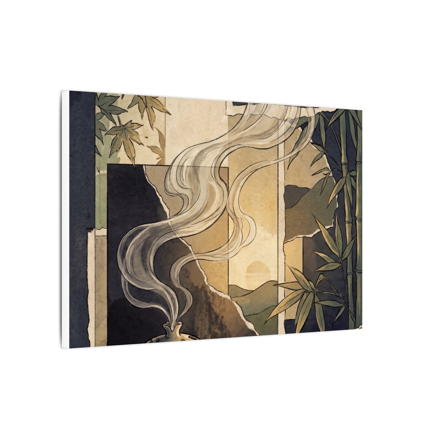 Tranquil Incense Smoke Canvas Art - Ukiyo E Inspired Zen